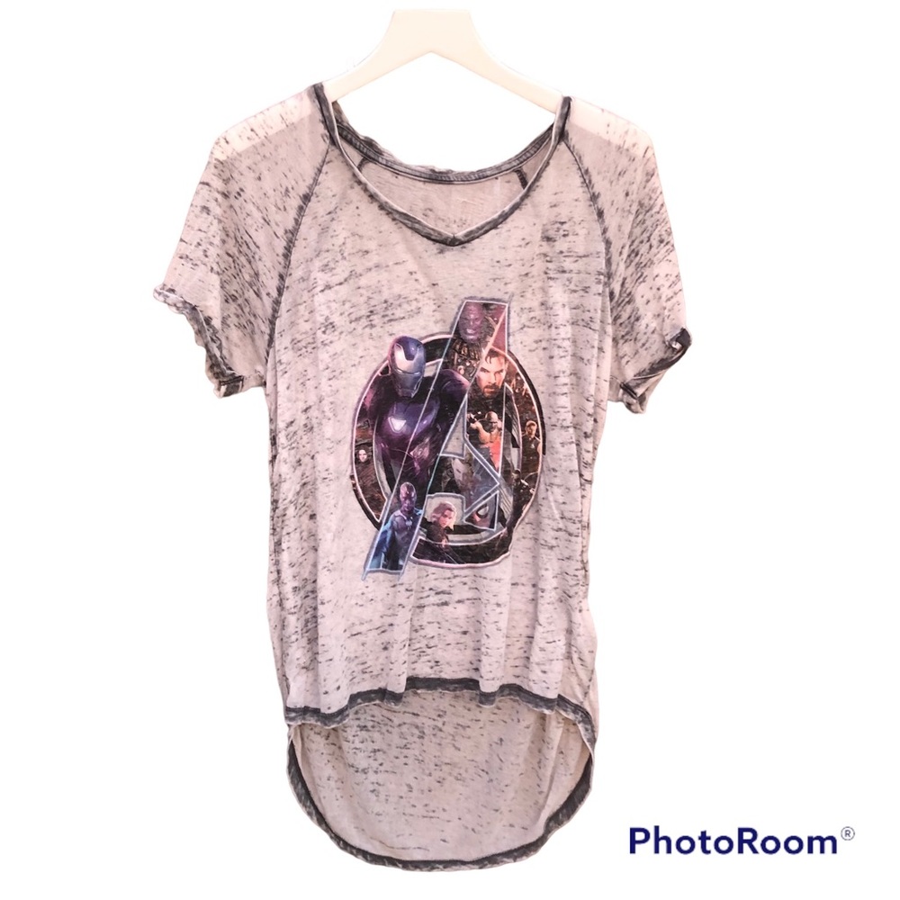 Avengers Tee Shirt Hi lo Gray Top Ironman